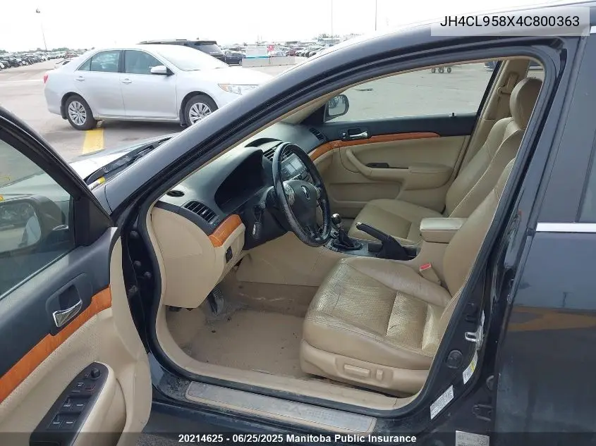 2004 Acura Tsx VIN: JH4CL958X4C800363 Lot: 20214625
