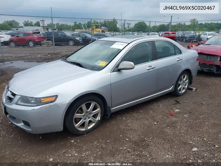 2005 Acura Tsx VIN: JH4CL969X5C020467 Lot: 42623821