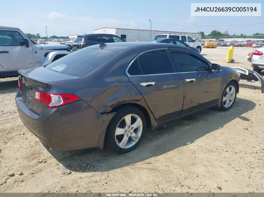 2009 Acura Tsx VIN: JH4CU26639C005194 Lot: 42591666
