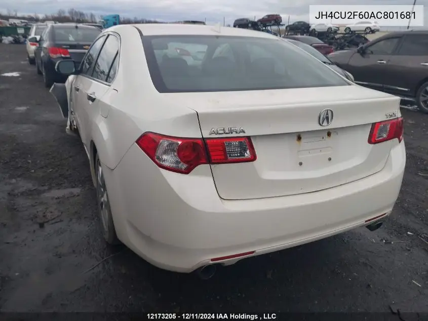 2010 Acura Tsx VIN: JH4CU2F60AC801681 Lot: 12173205