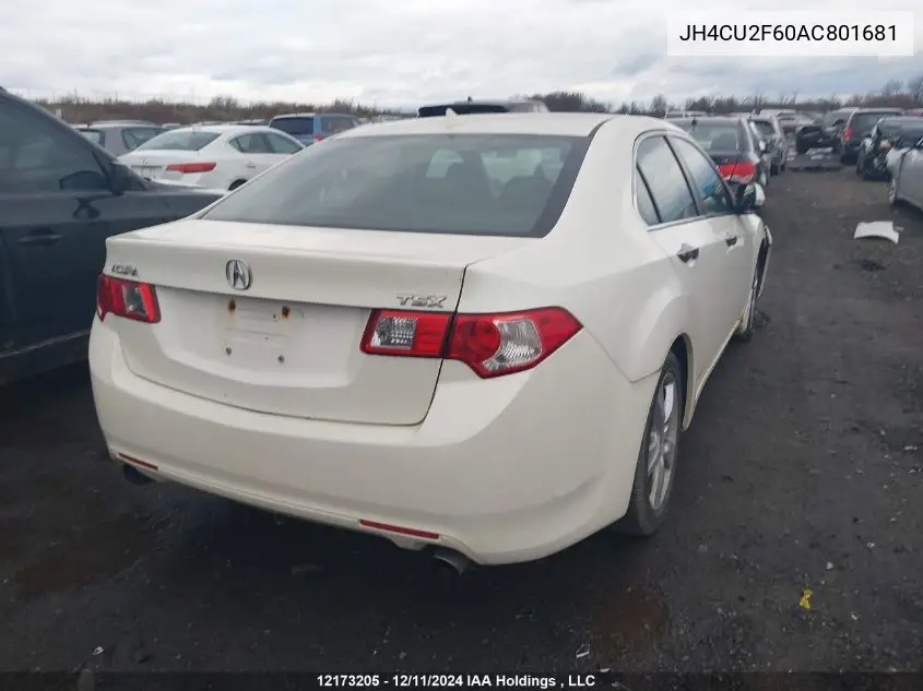 2010 Acura Tsx VIN: JH4CU2F60AC801681 Lot: 12173205