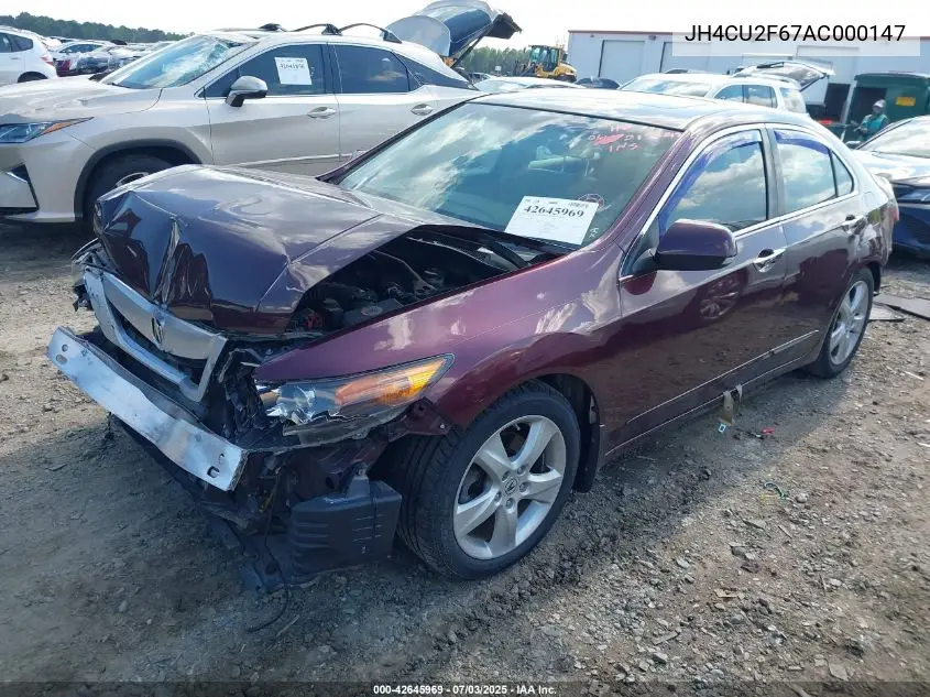 2010 Acura Tsx 2.4 VIN: JH4CU2F67AC000147 Lot: 42645969