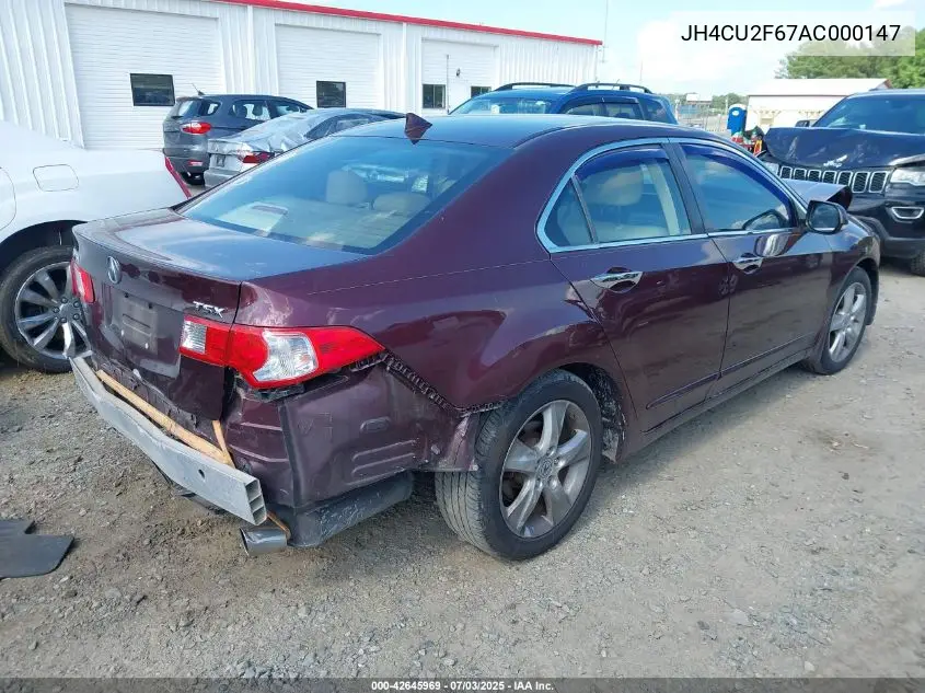 2010 Acura Tsx 2.4 VIN: JH4CU2F67AC000147 Lot: 42645969