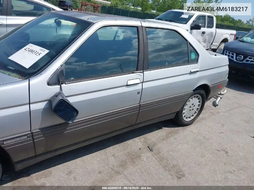 1991 Alfa Romeo 164 L VIN: ZAREA43L4M6183217 Lot: 42400315