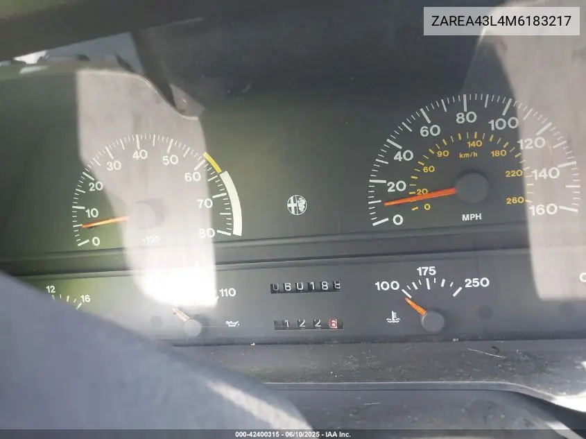 1991 Alfa Romeo 164 L VIN: ZAREA43L4M6183217 Lot: 42400315