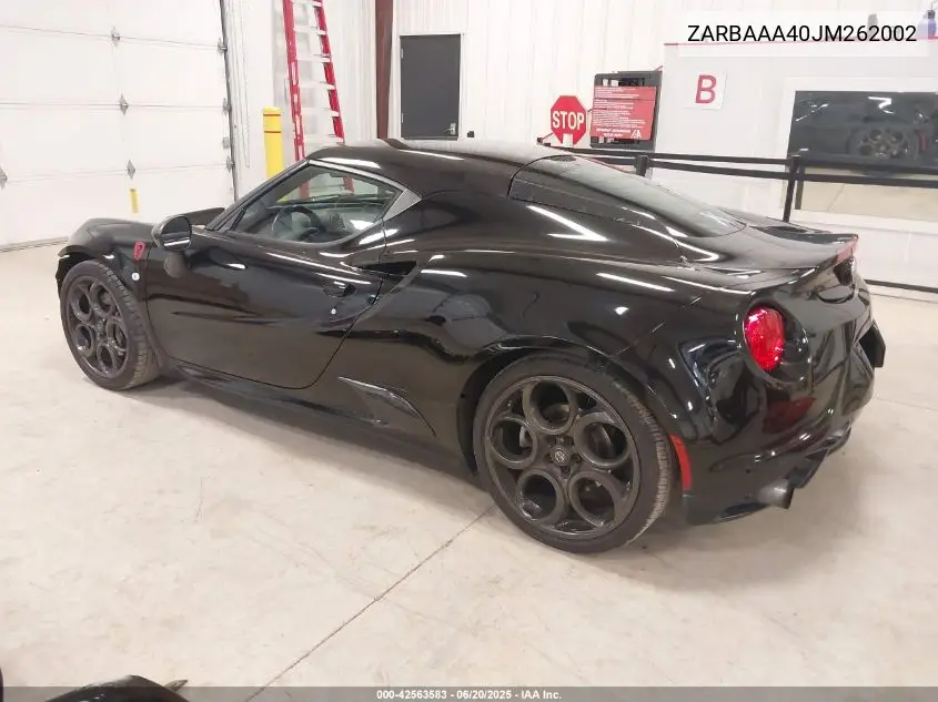 2018 Alfa Romeo 4C Coupe VIN: ZARBAAA40JM262002 Lot: 42563583