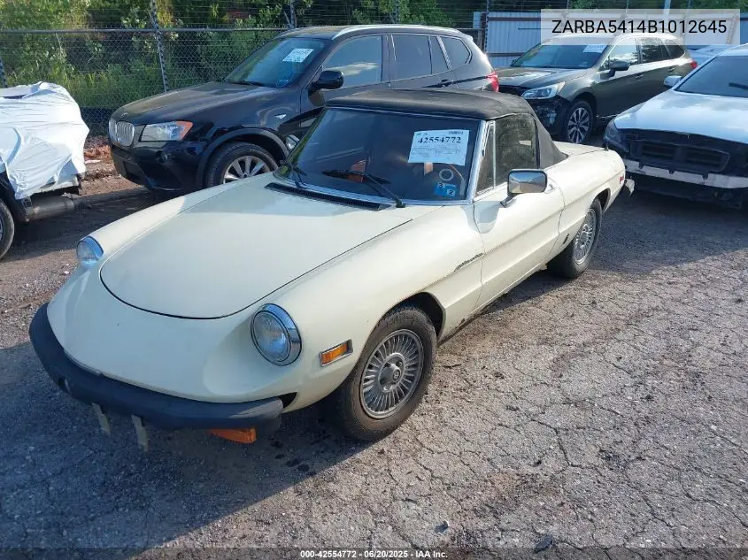 1981 Alfa Romeo Veloce 2000 Spider VIN: ZARBA5414B1012645 Lot: 42554772