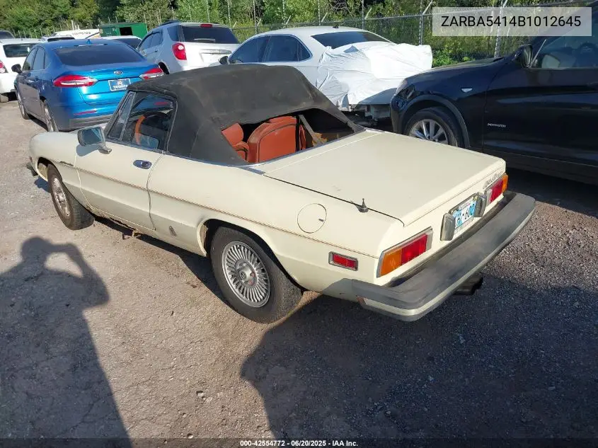 1981 Alfa Romeo Veloce 2000 Spider VIN: ZARBA5414B1012645 Lot: 42554772