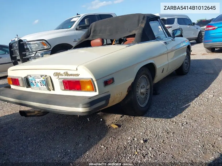 1981 Alfa Romeo Veloce 2000 Spider VIN: ZARBA5414B1012645 Lot: 42554772