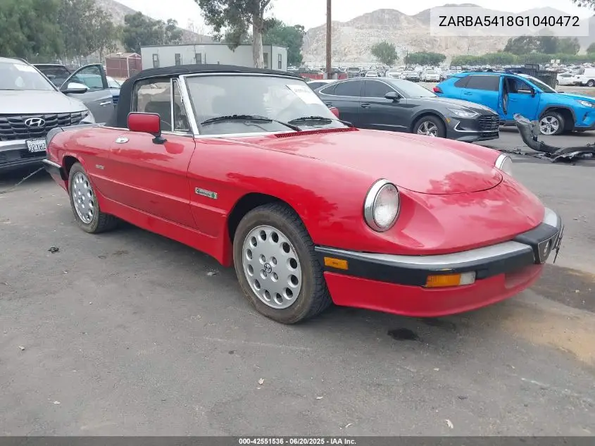 1986 Alfa Romeo Veloce 2000 Spider VIN: ZARBA5418G1040472 Lot: 42551536