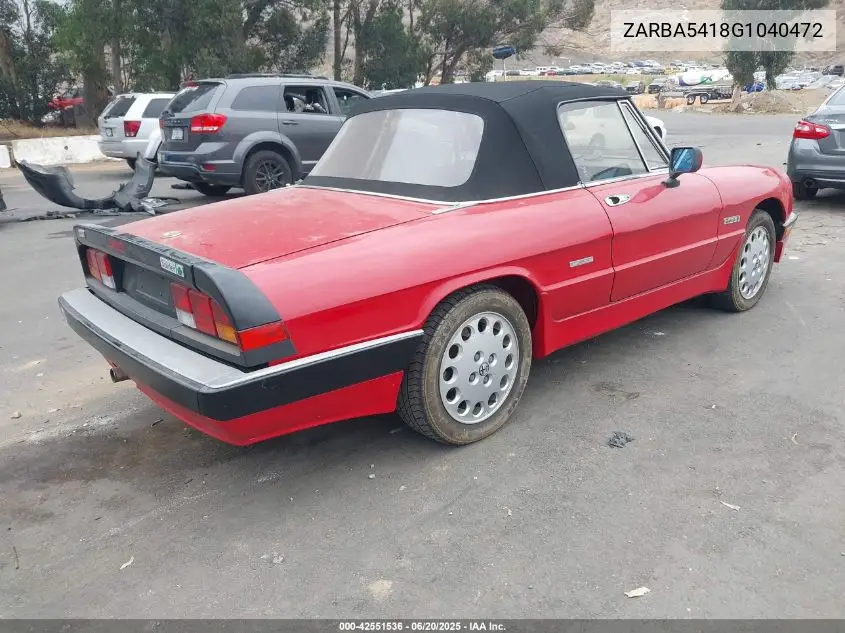 1986 Alfa Romeo Veloce 2000 Spider VIN: ZARBA5418G1040472 Lot: 42551536