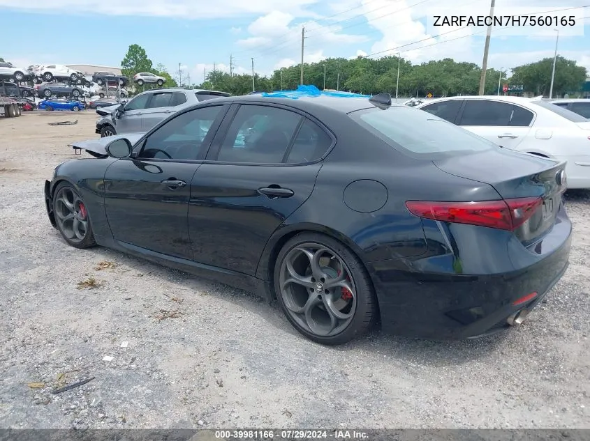 2017 Alfa Romeo Giulia Ti Rwd VIN: ZARFAECN7H7560165 Lot: 39981166