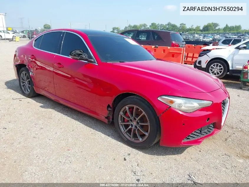 2017 Alfa Romeo Giulia Awd VIN: ZARFAEDN3H7550294 Lot: 42776368