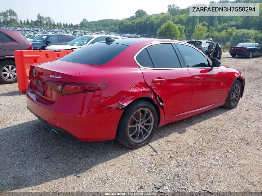 2017 Alfa Romeo Giulia Awd VIN: ZARFAEDN3H7550294 Lot: 42776368