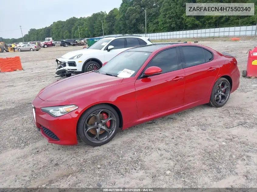 2017 Alfa Romeo Giulia Ti Rwd VIN: ZARFAECN4H7550340 Lot: 42778836