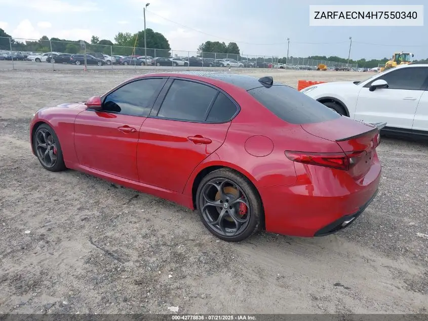 2017 Alfa Romeo Giulia Ti Rwd VIN: ZARFAECN4H7550340 Lot: 42778836