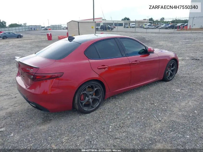 2017 Alfa Romeo Giulia Ti Rwd VIN: ZARFAECN4H7550340 Lot: 42778836