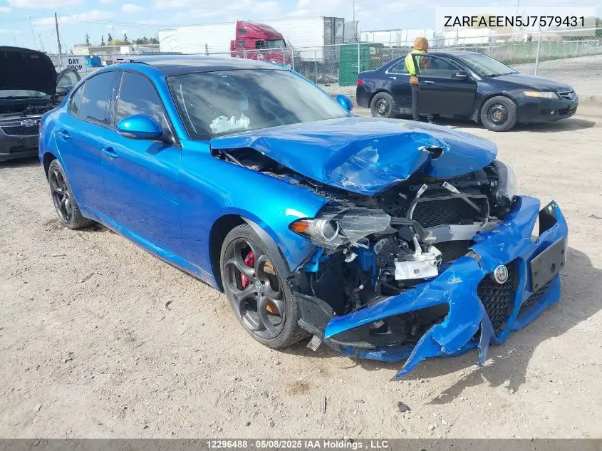 2018 Alfa Romeo Giulia Ti Q4 VIN: ZARFAEEN5J7579431 Lot: 12296488
