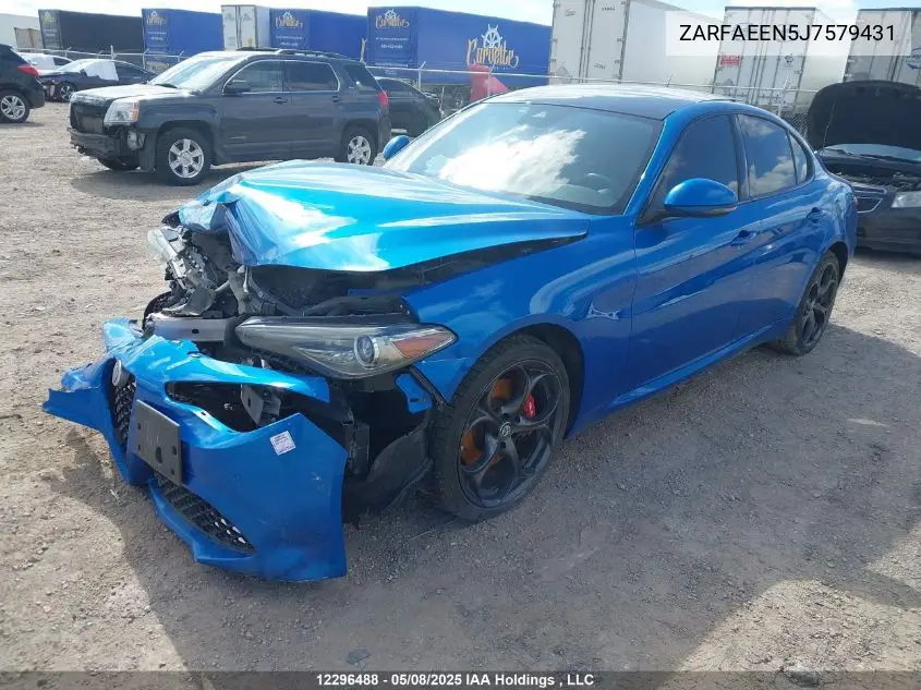 2018 Alfa Romeo Giulia Ti Q4 VIN: ZARFAEEN5J7579431 Lot: 12296488