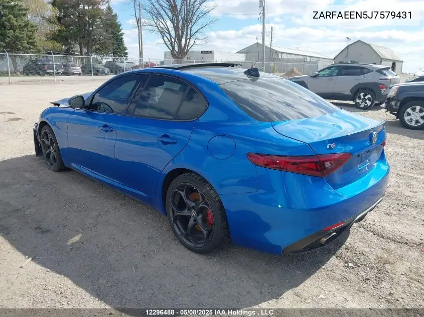 2018 Alfa Romeo Giulia Ti Q4 VIN: ZARFAEEN5J7579431 Lot: 12296488