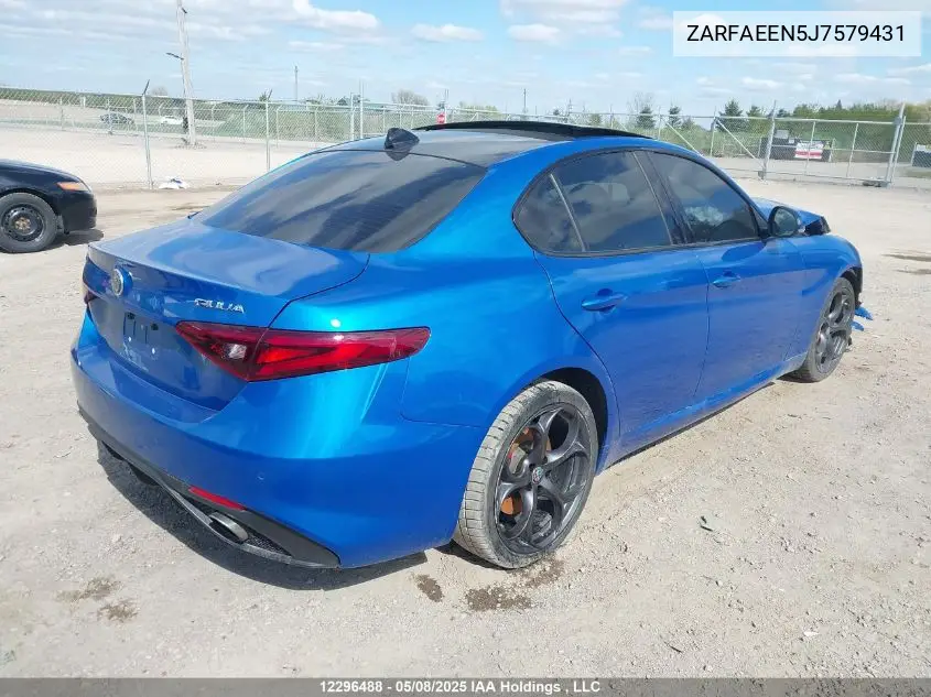 2018 Alfa Romeo Giulia Ti Q4 VIN: ZARFAEEN5J7579431 Lot: 12296488