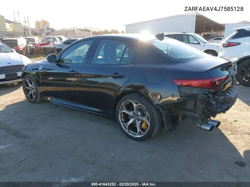 2018 Alfa Romeo Giulia Quadrifoglio Rwd VIN: ZARFAEAV4J7585128 Lot: 41643252