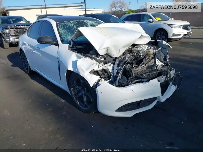 2018 Alfa Romeo Giulia Ti Sport Rwd VIN: ZARFAECN0J7595698 Lot: 42013573