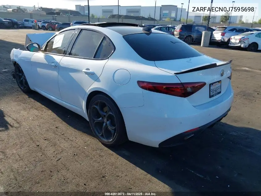 2018 Alfa Romeo Giulia Ti Sport Rwd VIN: ZARFAECN0J7595698 Lot: 42013573