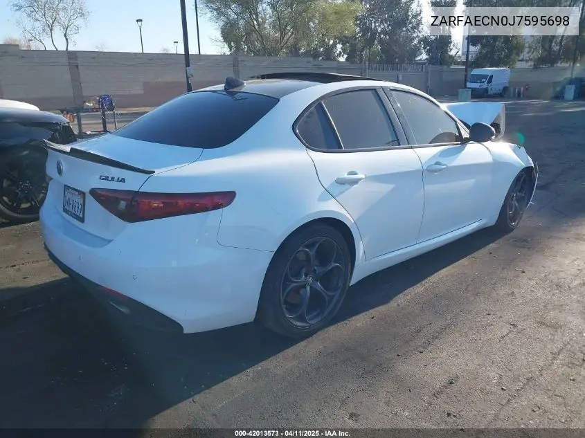 2018 Alfa Romeo Giulia Ti Sport Rwd VIN: ZARFAECN0J7595698 Lot: 42013573