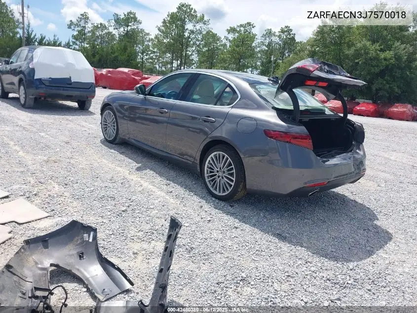 2018 Alfa Romeo Giulia Ti Lusso Rwd VIN: ZARFAECN3J7570018 Lot: 42480380