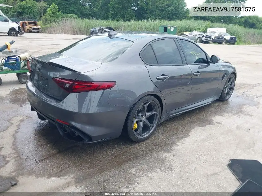 2018 Alfa Romeo Giulia Quadrifoglio Rwd VIN: ZARFAEAV9J7581575 Lot: 42767603