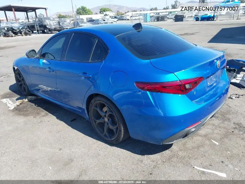 2018 Alfa Romeo Giulia Ti Sport Rwd VIN: ZARFAECN0J7577007 Lot: 42796266