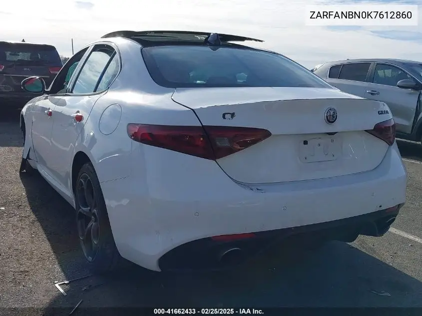 2019 Alfa Romeo Giulia Ti Sport Awd VIN: ZARFANBN0K7612860 Lot: 41662433