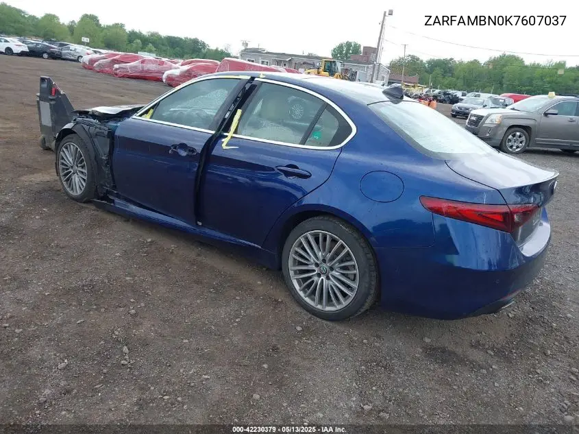 2019 Alfa Romeo Giulia Ti Lusso Rwd VIN: ZARFAMBN0K7607037 Lot: 42230379