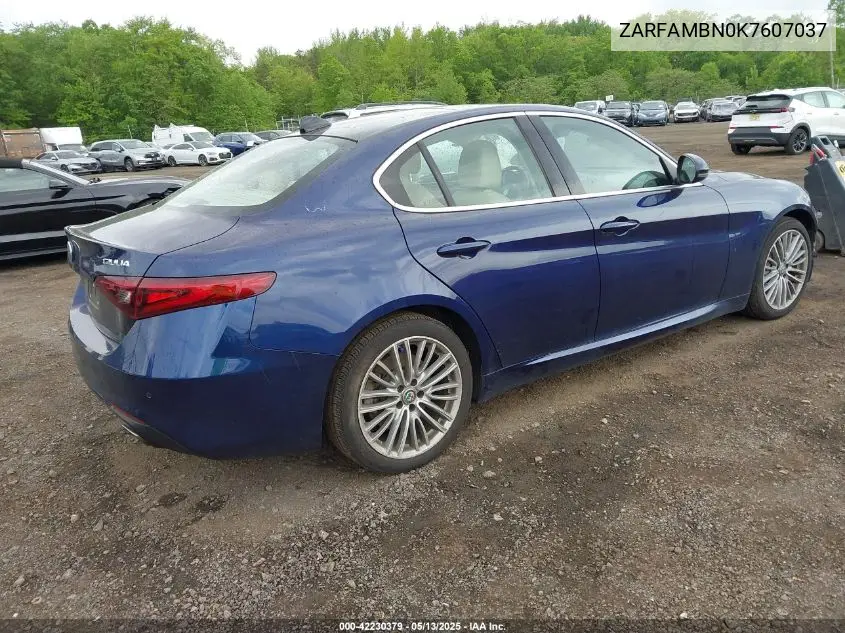 2019 Alfa Romeo Giulia Ti Lusso Rwd VIN: ZARFAMBN0K7607037 Lot: 42230379