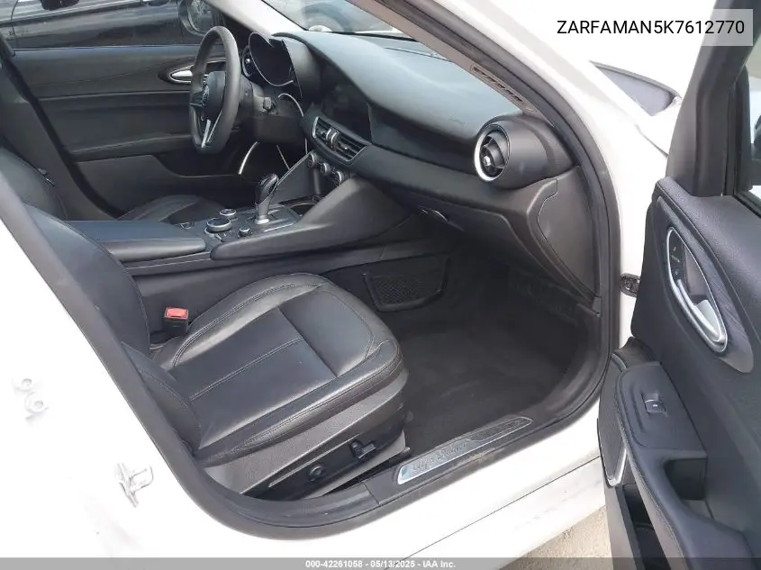 2019 Alfa Romeo Giulia Rwd VIN: ZARFAMAN5K7612770 Lot: 42261058