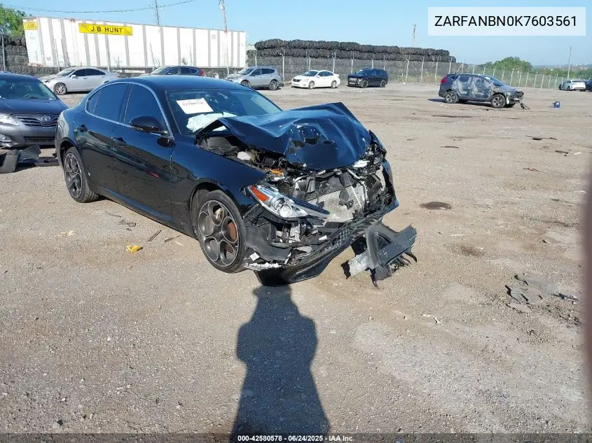 2019 Alfa Romeo Giulia Ti VIN: ZARFANBN0K7603561 Lot: 42580578