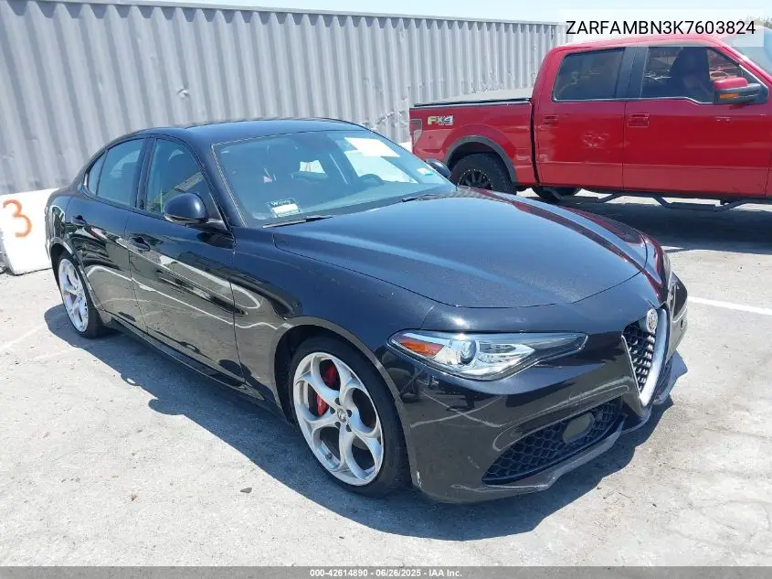 2019 Alfa Romeo Giulia Ti Sport Rwd VIN: ZARFAMBN3K7603824 Lot: 42614890