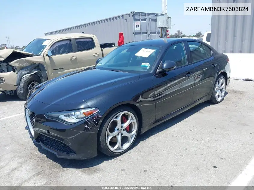 2019 Alfa Romeo Giulia Ti Sport Rwd VIN: ZARFAMBN3K7603824 Lot: 42614890