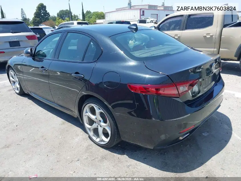 2019 Alfa Romeo Giulia Ti Sport Rwd VIN: ZARFAMBN3K7603824 Lot: 42614890
