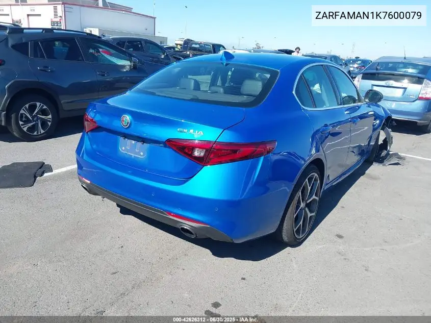 2019 Alfa Romeo Giulia Rwd VIN: ZARFAMAN1K7600079 Lot: 42626312