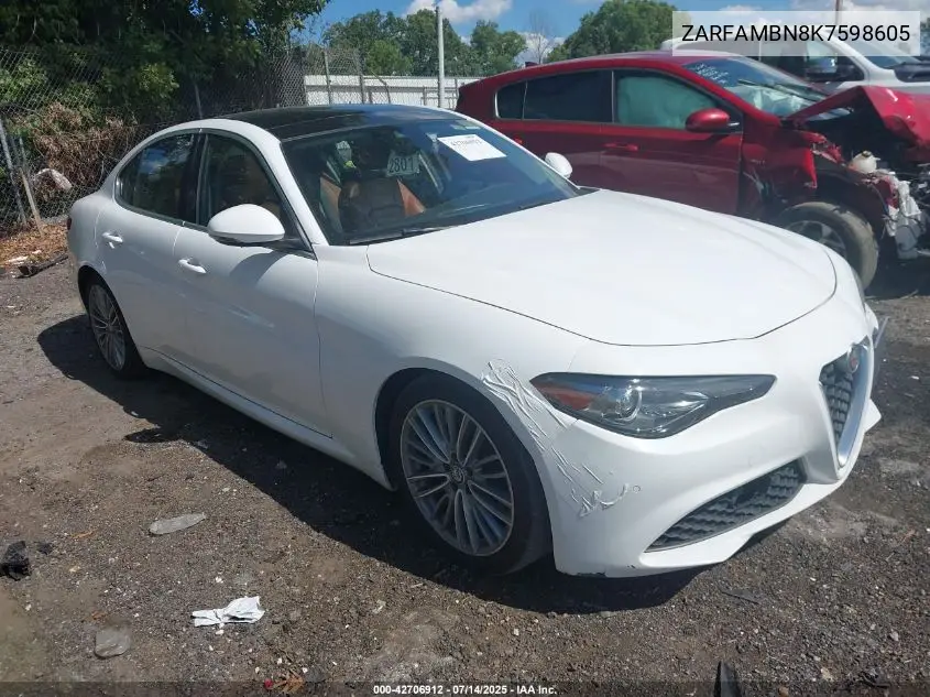 2019 Alfa Romeo Giulia Ti Lusso Rwd VIN: ZARFAMBN8K7598605 Lot: 42706912