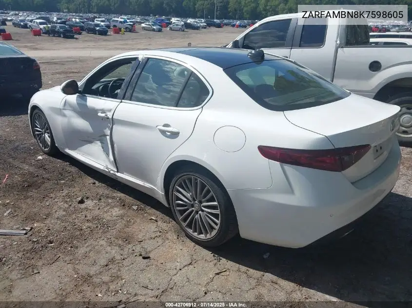 2019 Alfa Romeo Giulia Ti Lusso Rwd VIN: ZARFAMBN8K7598605 Lot: 42706912