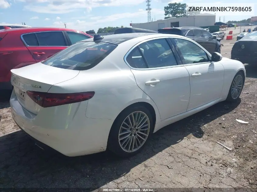 2019 Alfa Romeo Giulia Ti Lusso Rwd VIN: ZARFAMBN8K7598605 Lot: 42706912