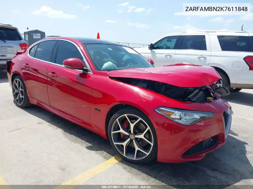 2019 Alfa Romeo Giulia Ti Rwd VIN: ZARFAMBN2K7611848 Lot: 42746611