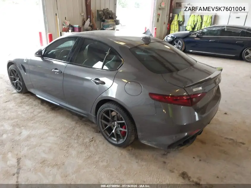 2019 Alfa Romeo Giulia Quadrifoglio Rwd VIN: ZARFAMEV5K7601004 Lot: 42756994
