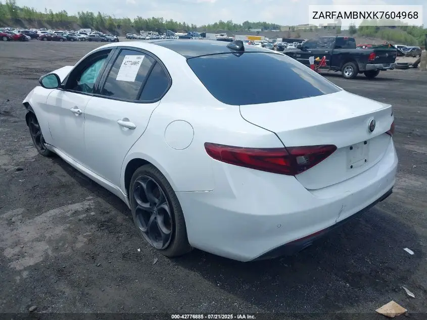 2019 Alfa Romeo Giulia Ti Rwd VIN: ZARFAMBNXK7604968 Lot: 42776885
