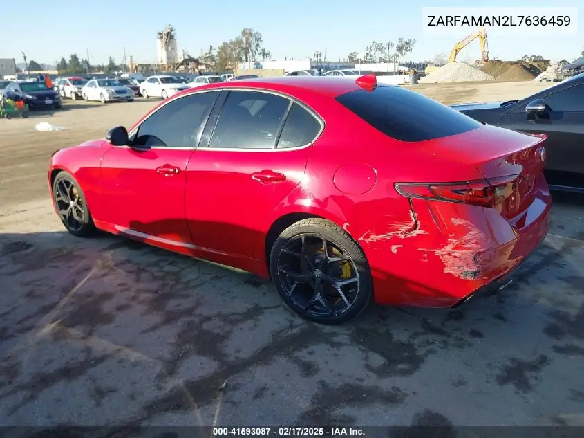 2020 Alfa Romeo Giulia Rwd VIN: ZARFAMAN2L7636459 Lot: 41593087