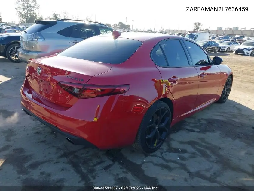 2020 Alfa Romeo Giulia Rwd VIN: ZARFAMAN2L7636459 Lot: 41593087