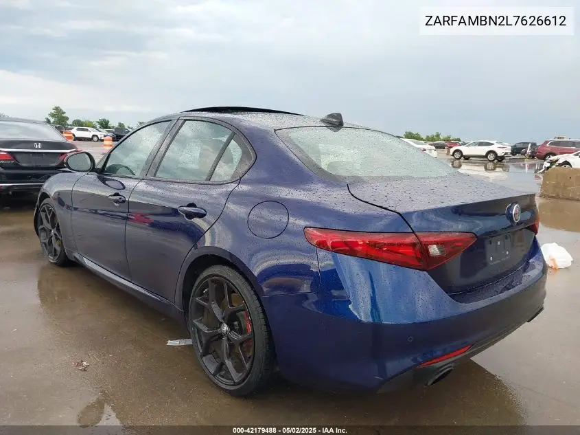 2020 Alfa Romeo Giulia Ti Rwd VIN: ZARFAMBN2L7626612 Lot: 42179488